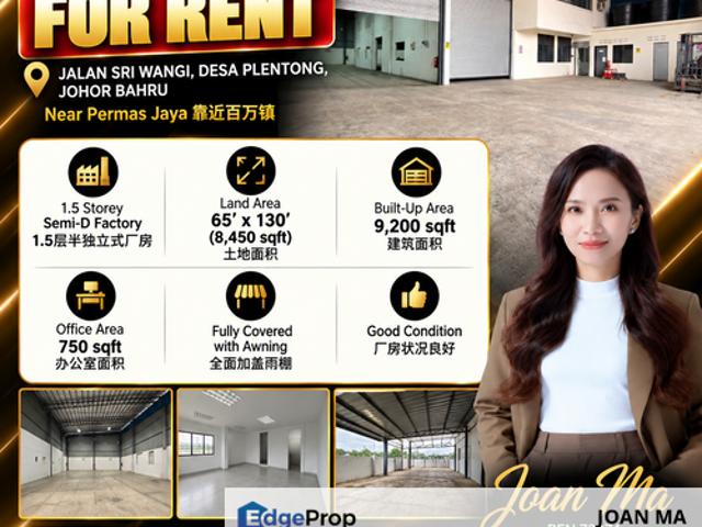 Warehouse for rent in Masai, Johor Bahru