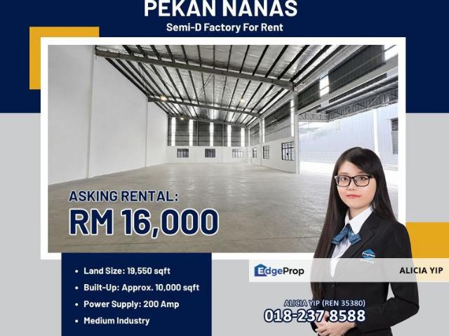 Warehouse for rent in Pekan Nanas, Johor