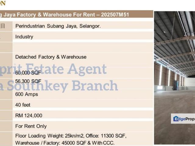 Warehouse for rent in Petaling, Subang Jaya