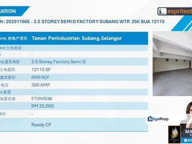 Warehouse for rent in Petaling, Subang Jaya