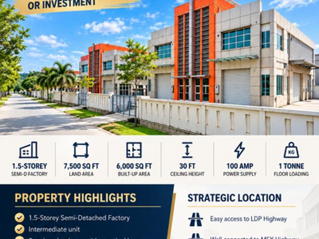 Warehouse for sale in Puchong, Majlis Bandaraya Subang Jaya