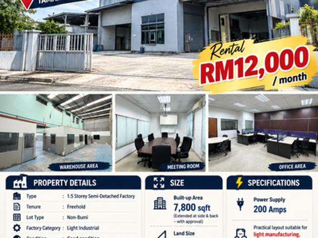 Warehouse for rent in Kediaman Kakitangan Daerah JKR Johor Bahru, Iskandar Puteri