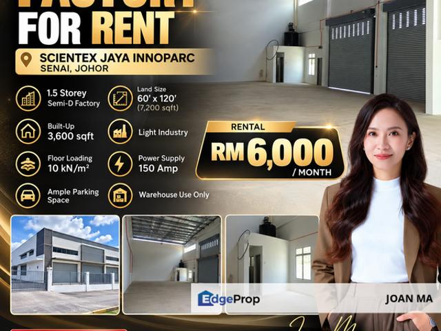 Warehouse for rent in Senai, Kulai