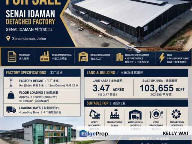 Warehouse for sale in Seelong, Johor