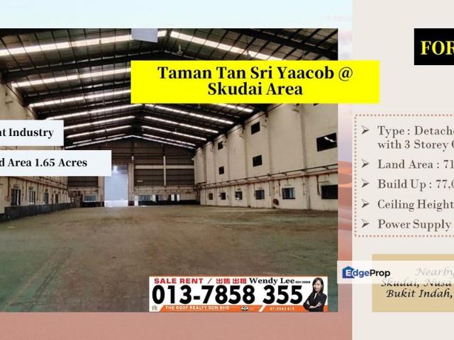 Warehouse for rent in Taman Tan Sri Yaacob, Iskandar Puteri