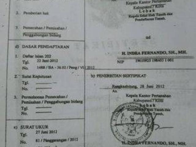 Tanah dijual di Panggarangan, Lebak