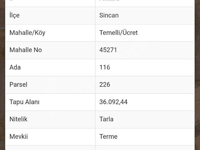 Sincan, Ankara içerisinde satılık Arsa