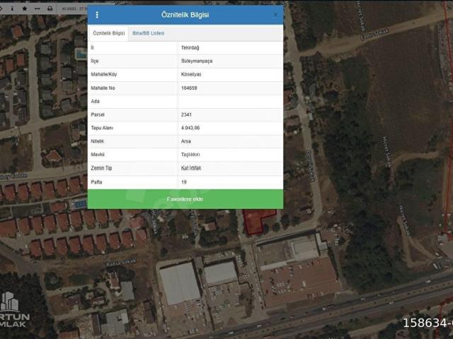 Bahçelievler Mahallesi, Süleymanpaşa içerisinde satılık Arsa