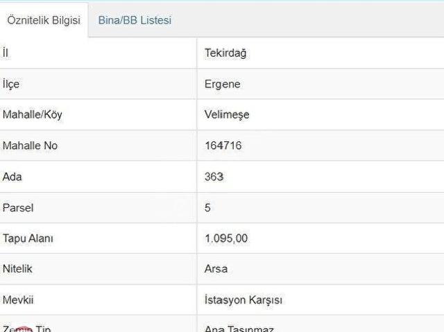Tekirdağ içerisinde satılık Arsa