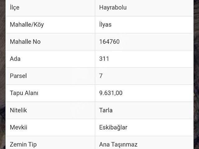 Hayrabolu, Tekirdağ içerisinde satılık Arsa