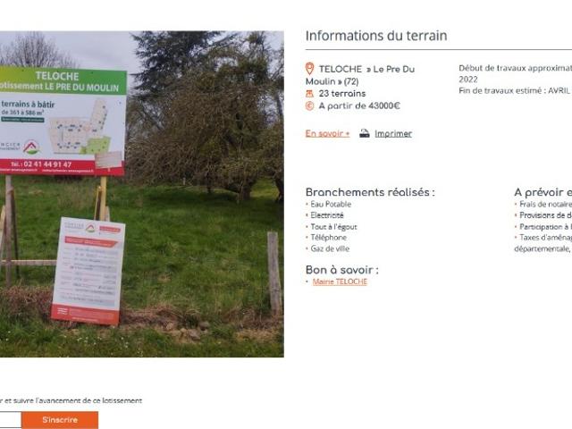 Terrain vente à Le Mans, Teloché