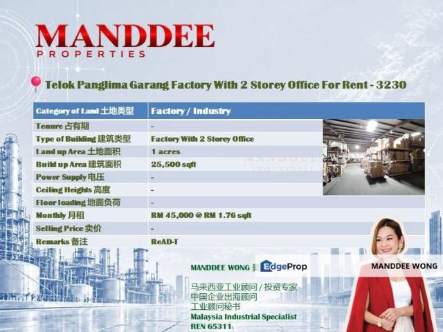 Warehouse for rent in Taman Medan Indah, Teluk Panglima Garang