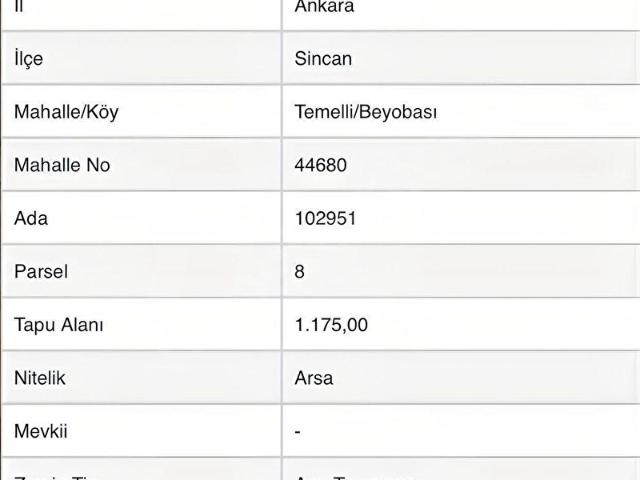 Sincan, Ankara içerisinde satılık Arsa