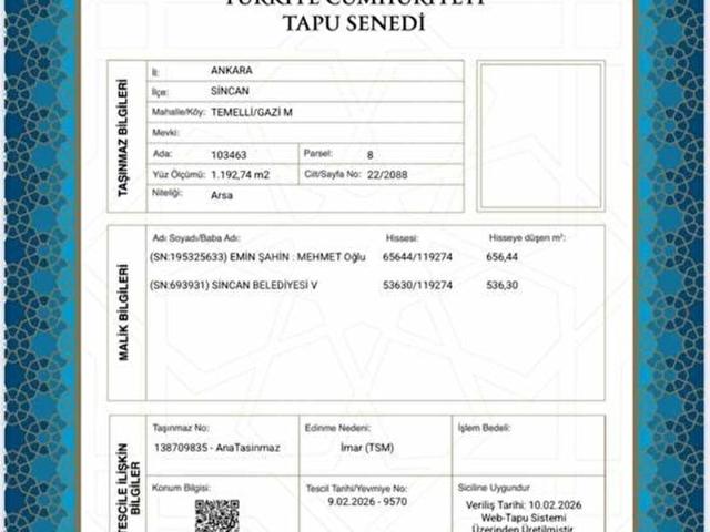 Sincan, Ankara içerisinde satılık Arsa