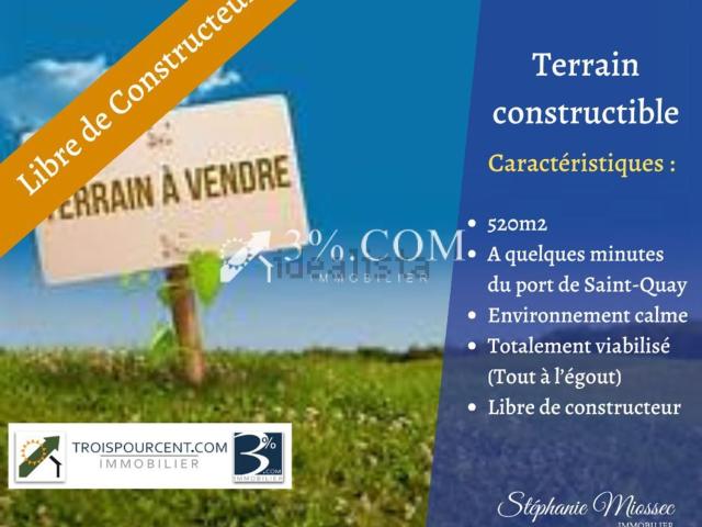 Terrain vente à Étables-sur-Mer, Binic-Étables-sur-Mer