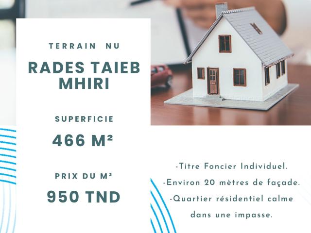 Terrain vente à Rades, Ben Arous