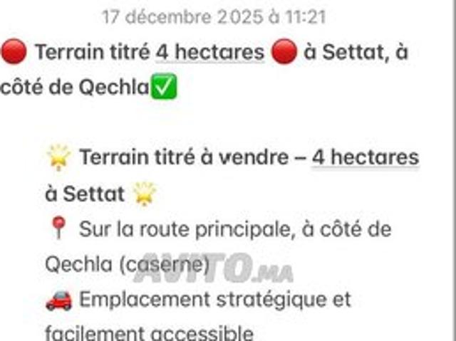 Propriété vente à Settat, Gharb-Chrarda-Beni Hssen