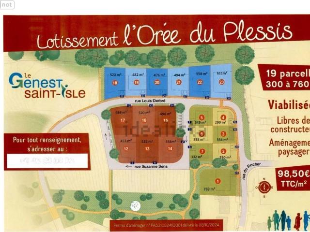 Terrain vente à La Rouzinière, Le Genest-Saint-Isle