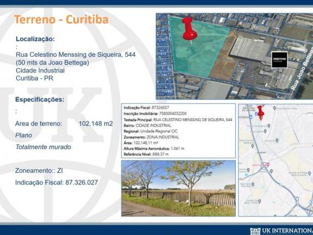 Terreno venda em Cidade Industrial de Curitiba, Curitiba