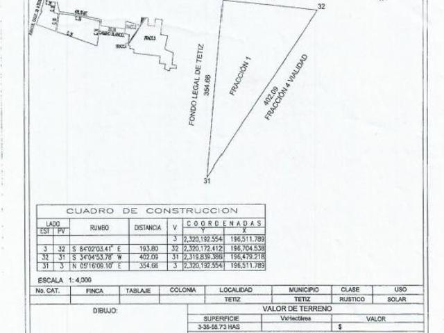 Terreno de 3.4 Hectáreas sobre Carretera Tetiz Celestun