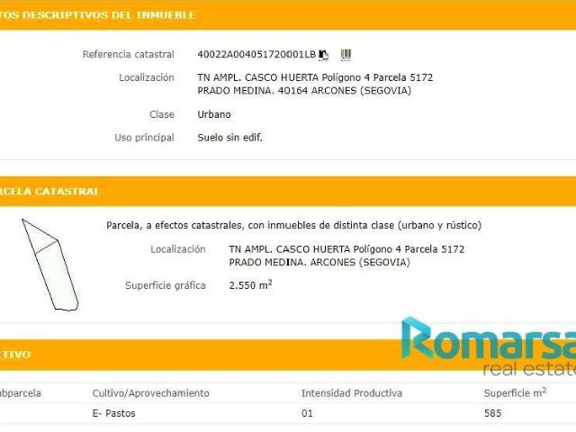 Terreno en venta en Arcones