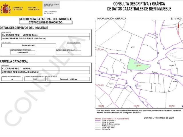 Terreno en venta en Cervera De Pisuerga, Castilla y León