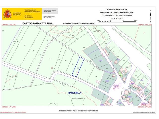 Terreno en venta en Cervera De Pisuerga, Castilla y León