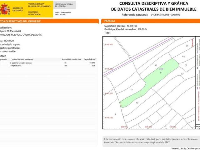 Terreno en venta en Huércal-overa, Andalucía