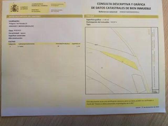 Terreno en venta en Mérida, Extremadura