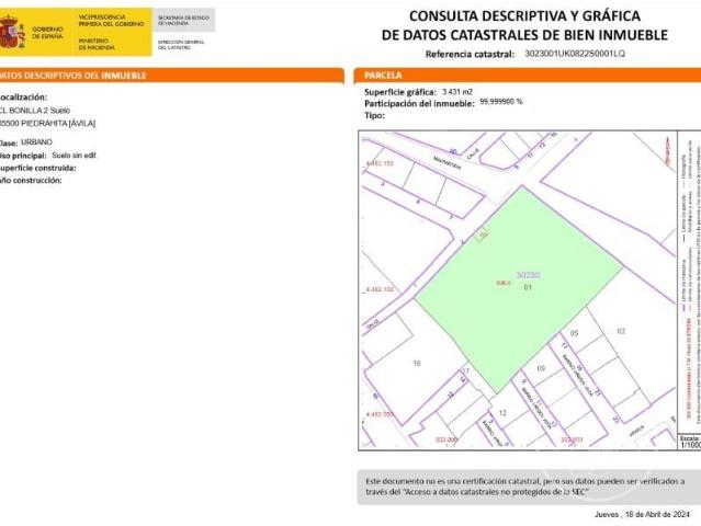 Terreno en venta en Piedrahíta