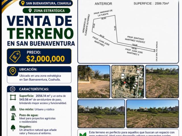 Terreno en venta en San Buenaventura, Coahuila