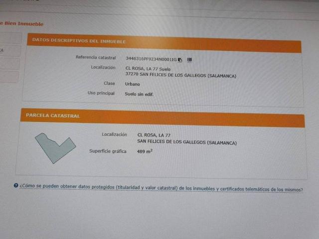 Terreno en venta en San Felices De Los Gallegos, Castilla y León