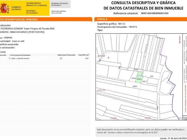 Terreno en venta en Gondar, O Salnés