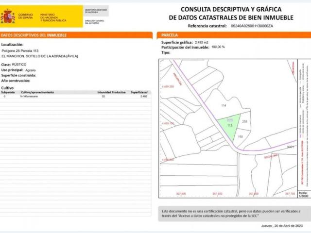 Terreno en venta en Sotillo De La Adrada, Castilla y León