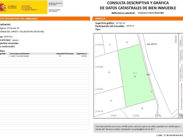 Terreno en venta en Villacastín, Castilla y León