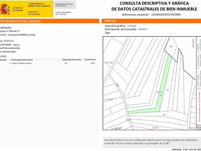 Terreno en venta en Villasinta de Torío, Villaquilambre