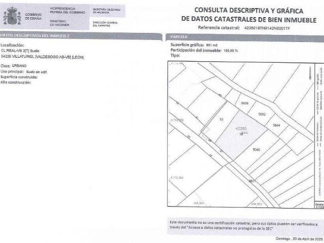Terreno en venta en Villaturiel, Castilla y León