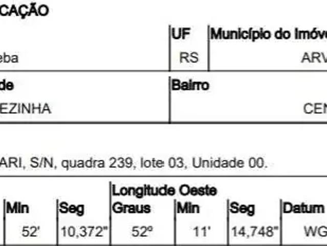 Terreno venda em Região Geográfica Imediata de Soledade, Arvorezinha