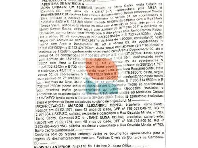 Terreno venda em Região Geográfica Imediata de Itajaí, Camboriú