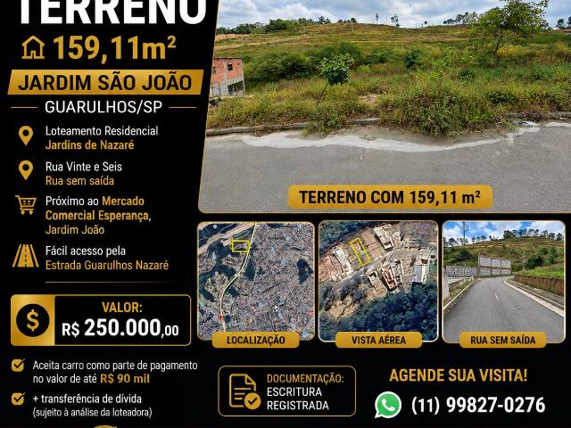 Terreno venda em Conjunto Habitacional Marcos Freire, Guarulhos