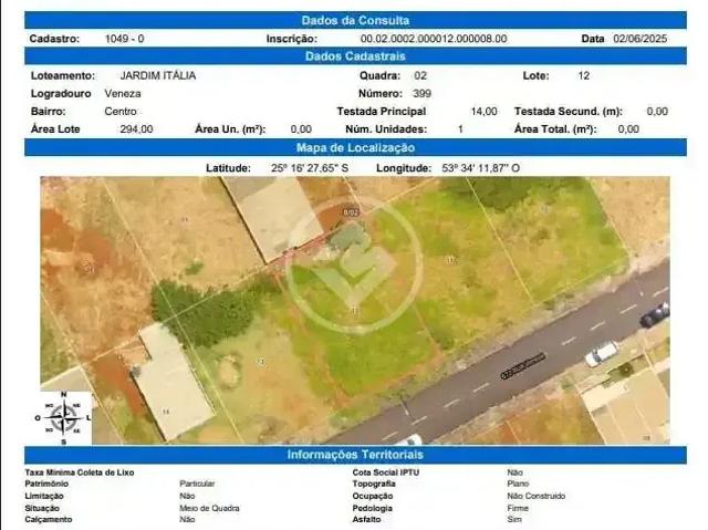 Terreno venda em Região Geográfica Imediata de Cascavel, Lindoeste