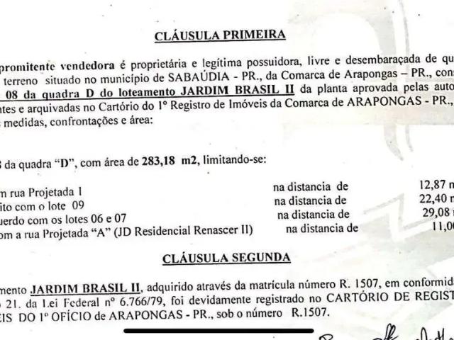 Terreno venda em Sabáudia, Região Geográfica Intermediária de Londrina