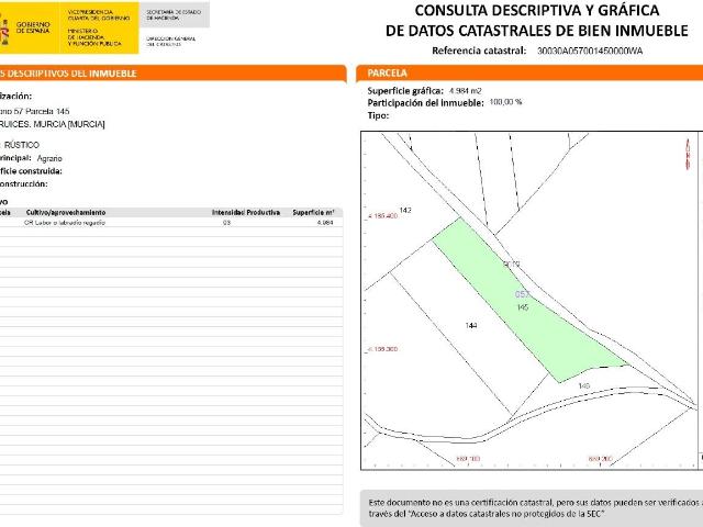 Terreno en venta en Los Martínez del Puerto, Campo de Cartagena y Mar Menor