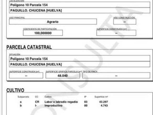 Terreno en venta en Chucena, Huelva