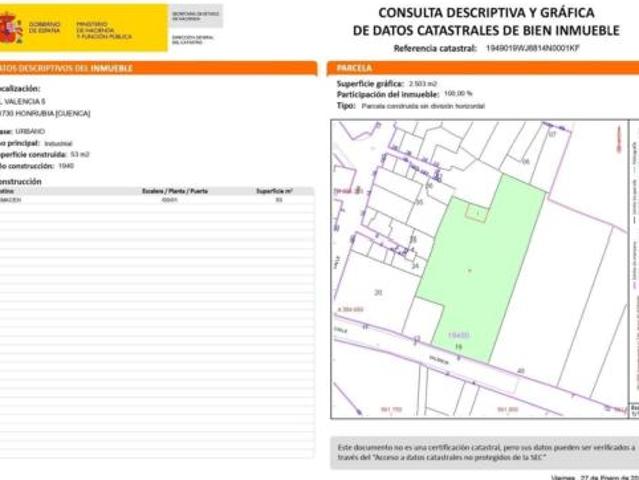 Terreno en venta en Honrubia, Cuenca