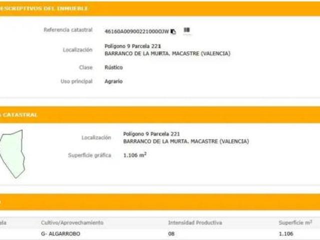 Terreno en venta en Yátova, València / Valencia