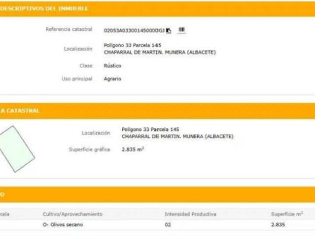 Terreno en venta en Munera, Albacete