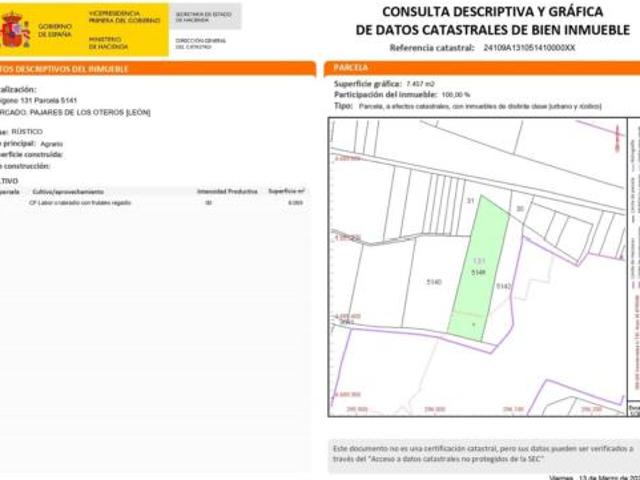 Terreno en venta en Fuentes de los Oteros, Pajares de los Oteros
