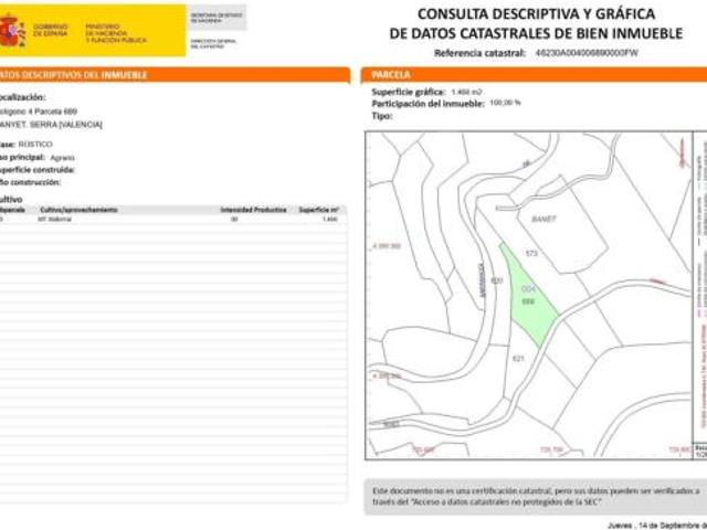 Terreno en venta en Urbanització La Torre de Portaceli, Serra