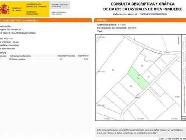 Terreno en venta en Cortiguera, Suances